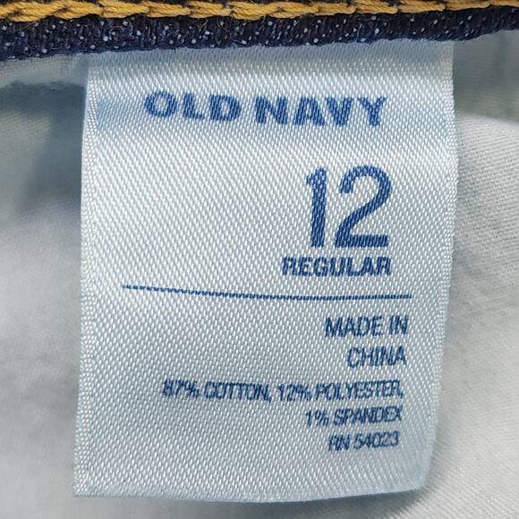 Old Navy Jeans Womens 12 Blue Dark Wash Mid Rise Flare Leg Stretch Flap Pockets - Picture 6 of 13